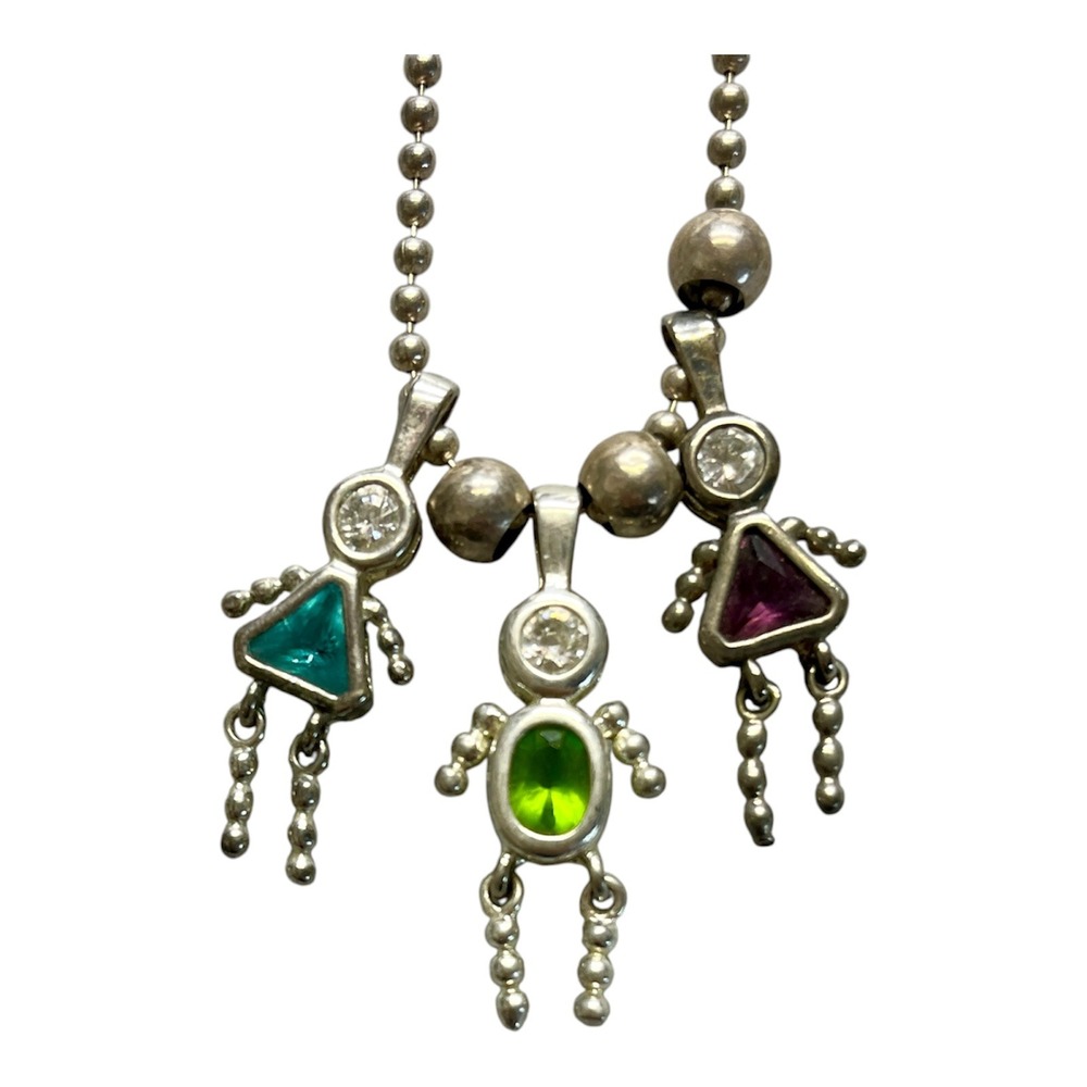 Silver 925 Ball Bead Chain Birthstone Kids Charm‎ Pendants Aug Feb. Dec Necklace